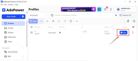 Start using Rapidproxy in Adspower